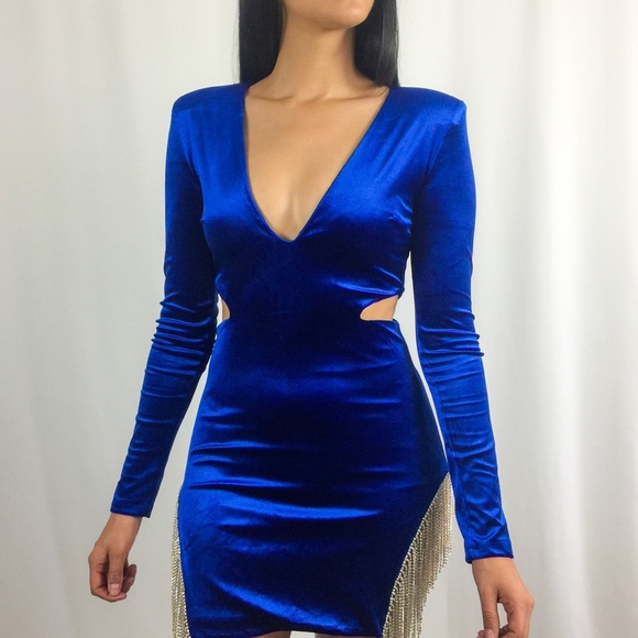 Royal Blue Rhinestone Dress - Picture 3 of 6